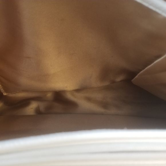 Joy & Iman Leather Timeless Chic Leading Lady Satchel Bag White and Tan Two Tone - Picture 12 of 14